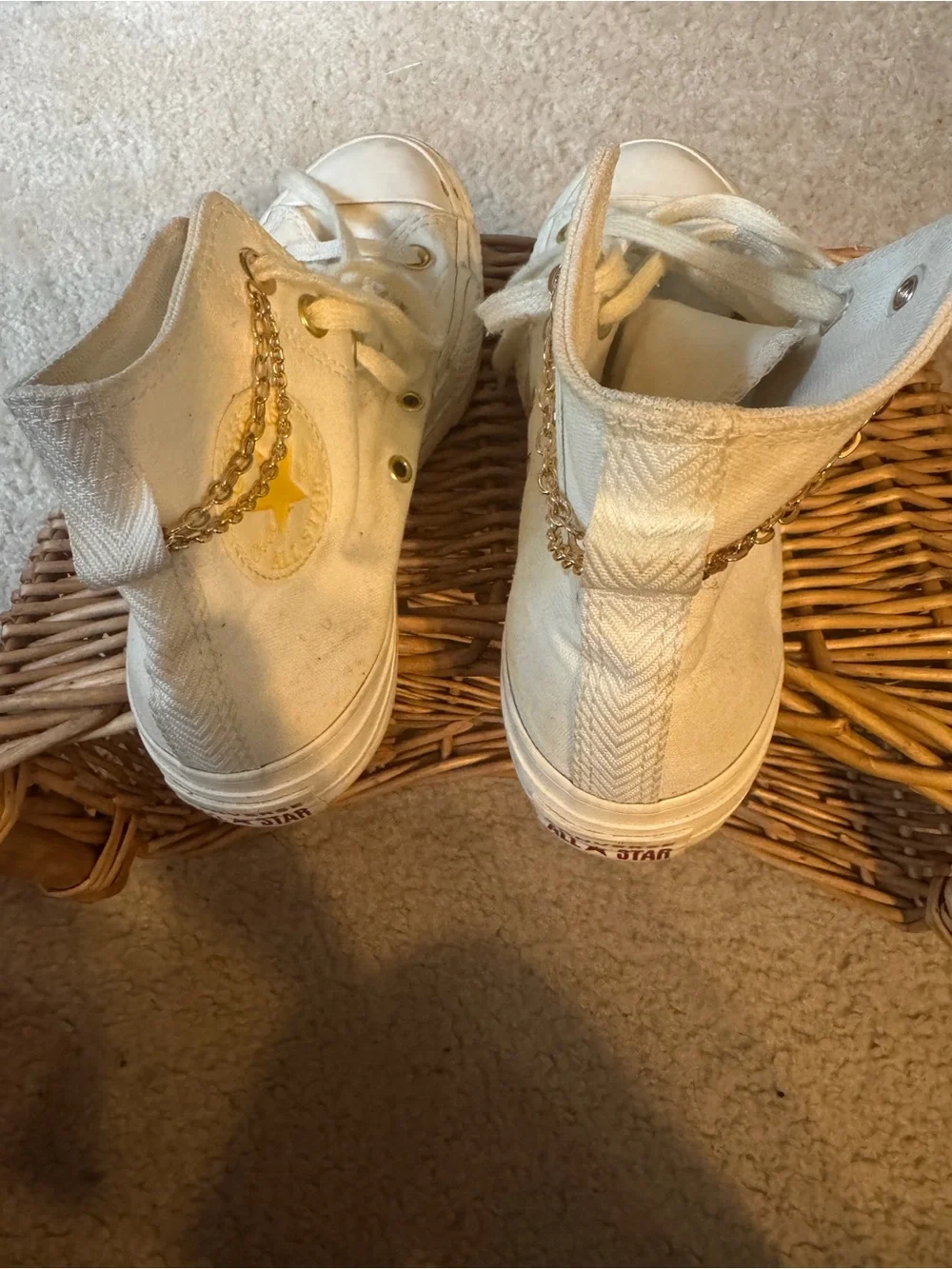 Converse Kids High-Top Sneakers in Cream with Gold Accents